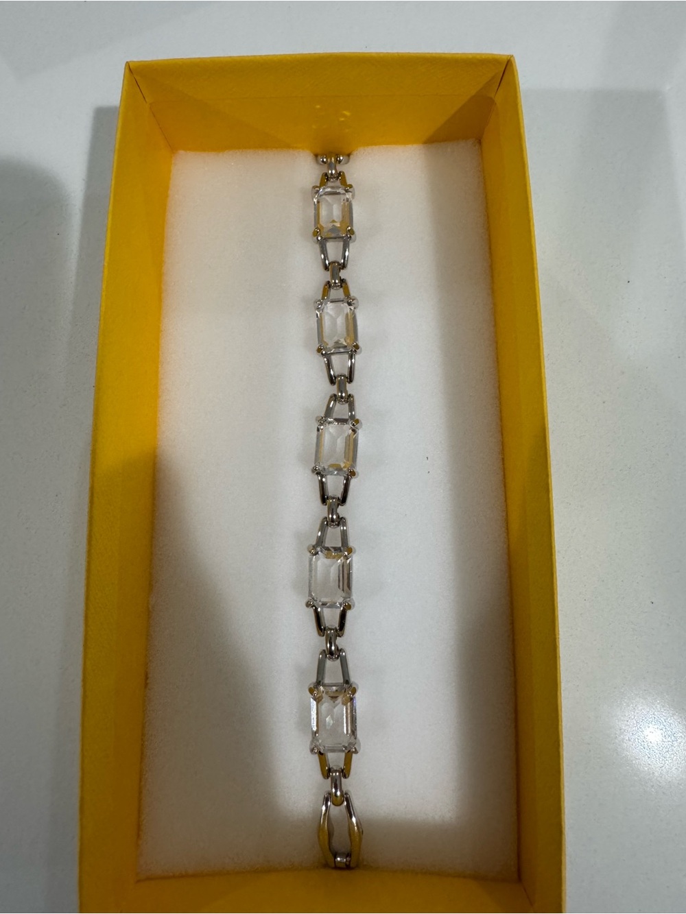Classic Silver-Tone Crystal Link Bracelet - Clear vintage